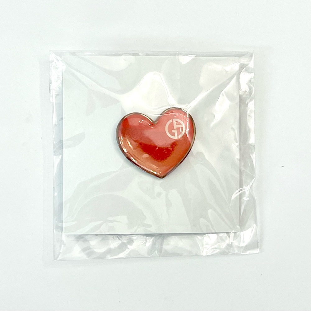 Giorgio Armani - GA Heart Pin - Brand New Inside Plastic Sleeve - Never Opened